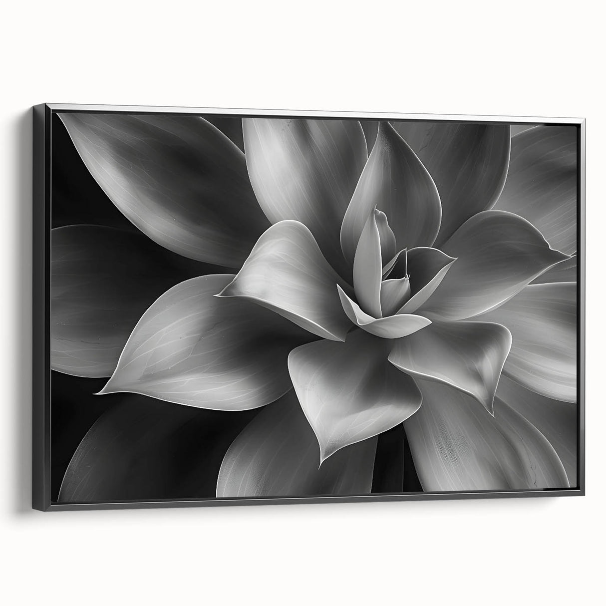 Black and white vintage poster art of a floral landscape on framed canvas, suitable for bedroom wall decor.