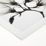 Art deco poster featuring a close-up of a floral design in pastel shades on rolled canvas.