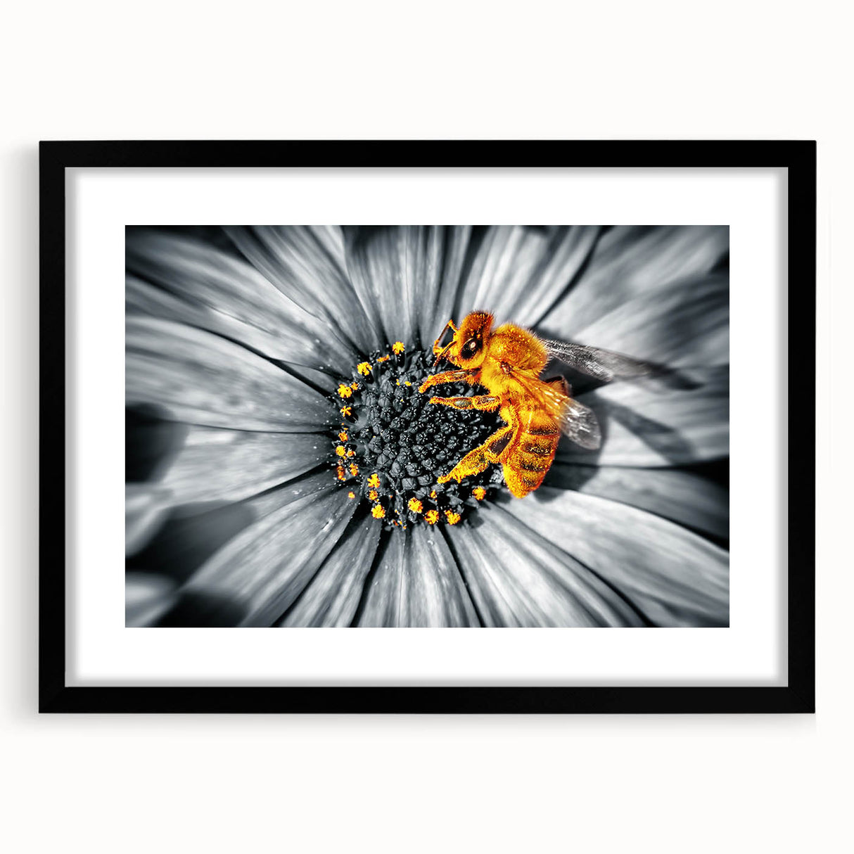 Extra large abstract art print featuring textured, colorful floral designs on a black framed canvas.