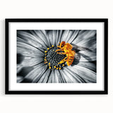 Extra large abstract art print featuring textured, colorful floral designs on a black framed canvas.