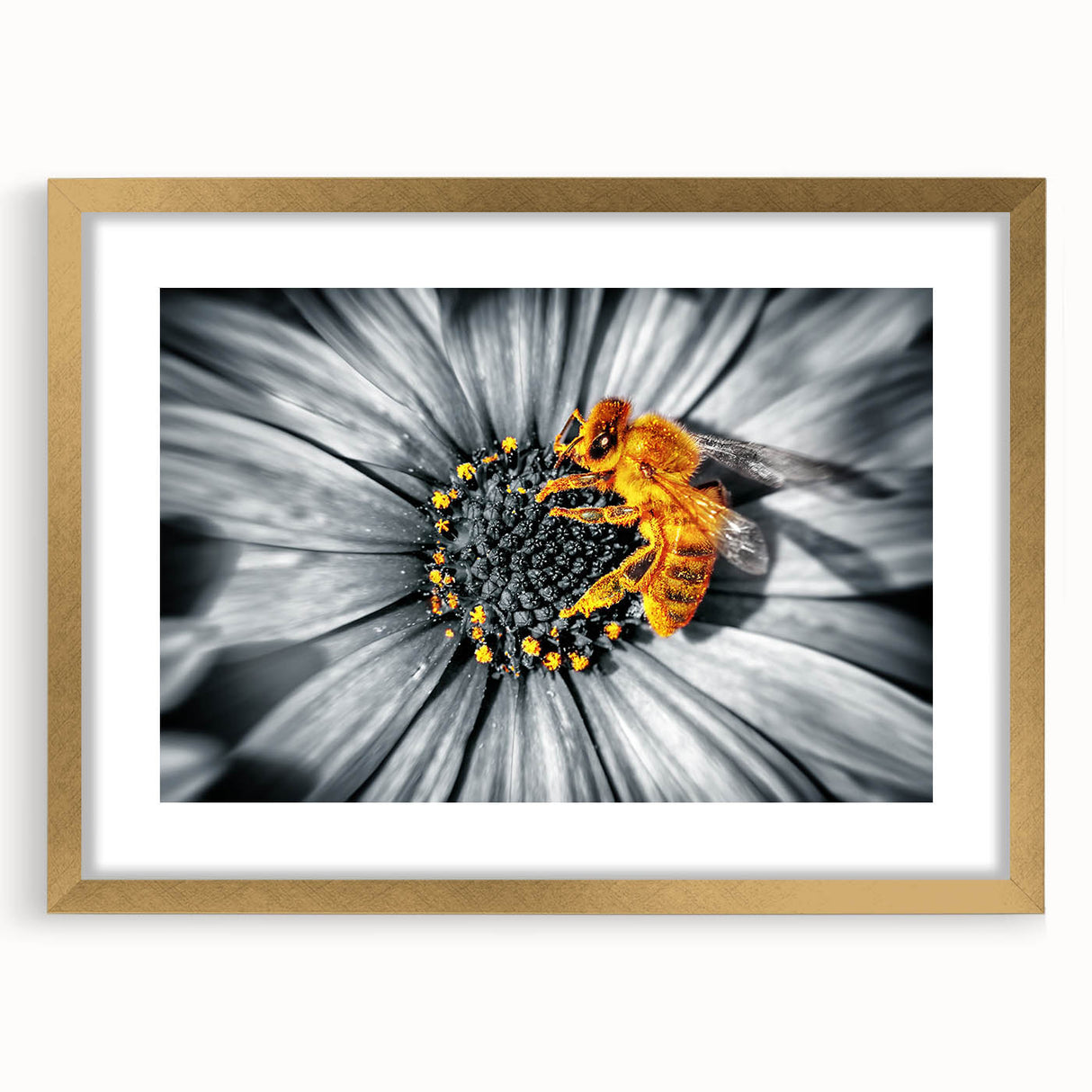 Extra large abstract art print featuring textured florals in gold frame, suitable for living room decor.