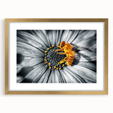 Extra large abstract art print featuring textured florals in gold frame, suitable for living room decor.