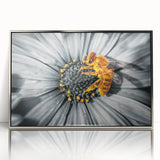 Mid-century modernist floral design in muted pastel shades on a silver-framed acrylic, ideal for nursery wall art.