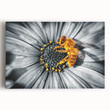 Black and white close-up floral photograph on stretched canvas, suitable for kitchen wall art.