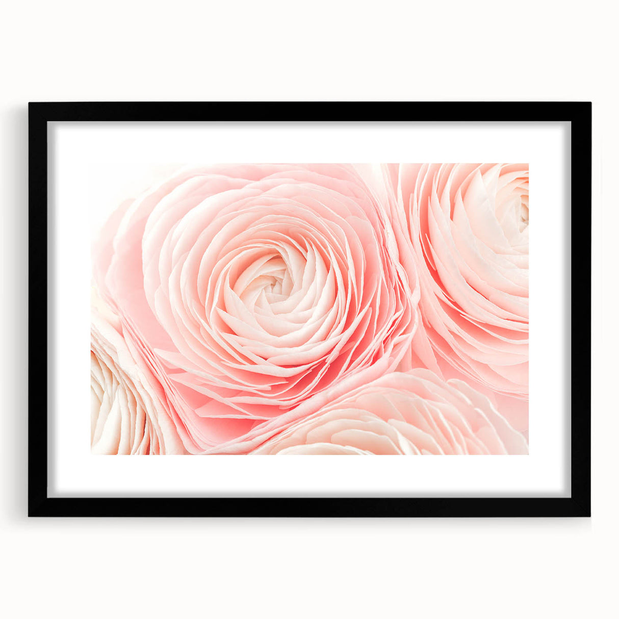 Extra large abstract art print featuring colorful, textured floral designs on a black framed canvas.