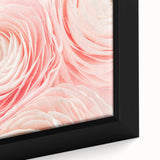 Close-up of black framed canvas featuring colorful, textured floral designs, ideal for extra large wall art in living rooms.