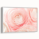 Vintage poster art of vibrant floral designs on a large framed canvas, suitable for living room decor.