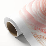 Art Deco floral design on rolled canvas in soft pink and green, ideal for nursery wall art.