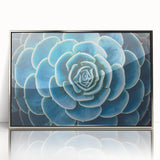 Framed acrylic print of a mid-century modernist floral design in muted pastel shades, suitable for nursery wall art.