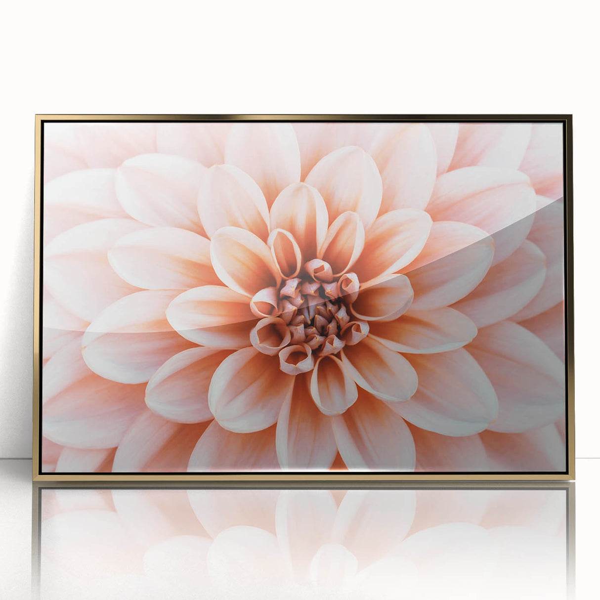 Large art print of a mid-century modernist floral design in vibrant colors on framed acrylic, ideal for nursery wall decor.
