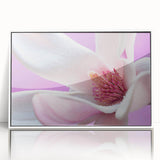 Art Deco style floral design in muted pastels on white acrylic, framed, ideal for nursery wall art.