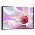 Black and white framed canvas of a vintage-style floral landscape, ideal for bedroom wall decor.