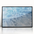 Large abstract wall art depicting frost patterns in black and white, framed acrylic, ideal for modern art wall decor.