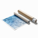 Close-up image of frost patterns in muted gray tones on a rolled print, ideal for classy bathroom wall art.