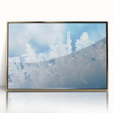 Framed acrylic print featuring a close-up of frost patterns in gold tones, ideal for modern nursery wall art.