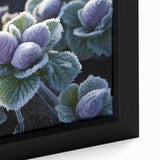 Close-up of textured black wall art depicting frost patterns on ice, ideal for living room decor.