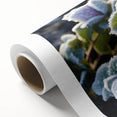 Close-up of frost patterns in muted blue and white tones on a rolled canvas, suitable as nursery wall art.