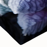 Close-up of frost patterns in black and white on stretched canvas, suitable for bedroom wall art.