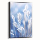 Black and white landscape art painting on framed canvas, featuring a close-up of frost patterns, suitable for bedroom decor.