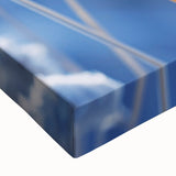 Close-up of frost patterns in black and white on stretched canvas, ideal for bedroom wall decor.