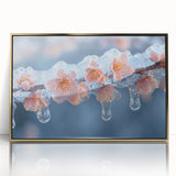 Framed acrylic print featuring a close-up of frost patterns in gold, exemplifying mid-century modernist art.