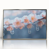 Acrylic print of a close-up frost design in silver tones, ideal for modern art wall decor in a nursery.