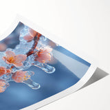 Extra large wall art featuring close-up floral line art in frost design on rolled print.