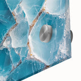 Large abstract wall art depicting frost patterns in muted gray tones on acrylic glass, suitable for dining room ambiance.