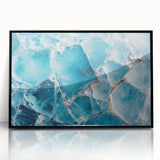 Framed acrylic print of large abstract wall art featuring frost-like patterns in muted gray, ideal for modern art wall decor.