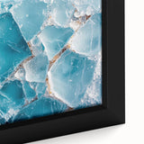 Close-up of black wall art featuring a frost design on textured canvas, ideal for living room decor.