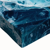 Close-up black and white photo of frost patterns on ice, printed on large stretched canvas, suitable for bedroom wall art.