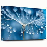 Close-up of frost patterns on acrylic glass, in cool blue and white tones, ideal for modern bedroom decor.