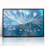 Large abstract wall art featuring a frost design in blue and white tones on a framed acrylic.