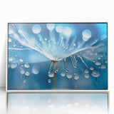 Framed acrylic print featuring a close-up of frost patterns in muted gray and blue tones, ideal for modern art wall decor.