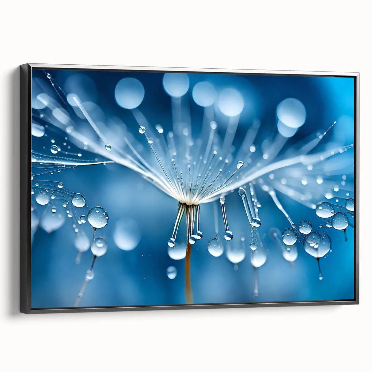 Framed canvas featuring a close-up of frost patterns in grayscale, ideal for bedroom wall art.