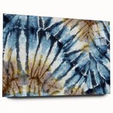 Large abstract wall art depicting frost patterns in muted blue and white tones on acrylic glass.