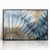 Large abstract wall art featuring frost-like patterns in muted gray and white, framed in black acrylic.