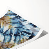 Extra large wall art featuring line art flowers with frost design in muted blue and white tones on rolled print.