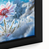 Close-up of textured black wall art featuring a frosted ice design with colorful undertones on a framed canvas.