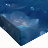 Large art depicting a close-up landscape of frost patterns in black and white on stretched canvas.