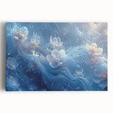 Black and white close-up photo of frost patterns on ice, printed on large stretched canvas, suitable for kitchen wall art.