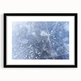 Abstract art print featuring textured, colorful frost patterns on extra large canvas, framed in black.