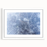 Extra large abstract art print featuring a frost-like textured design in muted white.