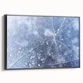 Black and white framed canvas featuring a close-up of frost patterns, ideal for bedroom wall decor.