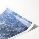 Extra large wall art featuring line art flowers in frost design on a rolled print, suited for large living room decor.