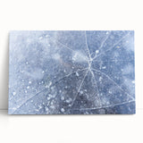 Close-up of frost patterns in black and white on a large stretched canvas, ideal for kitchen wall art.