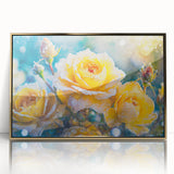 Mid-century modernist art featuring close-up of frost patterns in muted gray tones, acrylic print in gold frame.