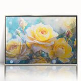 Framed acrylic print of a close-up ice frost design in silver, ideal for modern art wall decor.