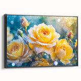 Black and white framed canvas featuring a close-up of frost patterns, ideal for bedroom wall decor.