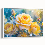 Framed canvas featuring a close-up of frost patterns in monochrome, ideal for bedroom wall art.